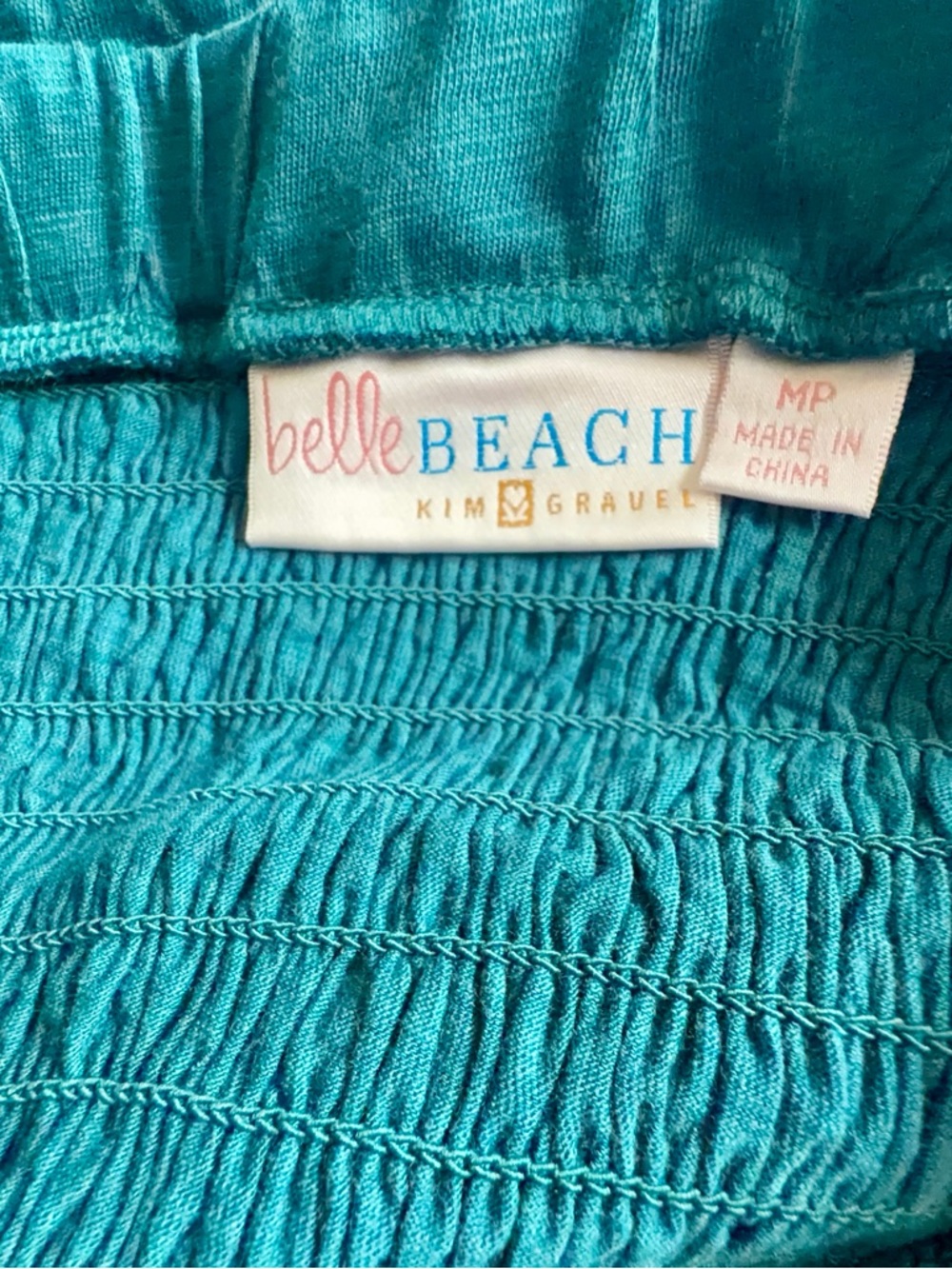 belle BEACH Kim Gravel Teal Shirred Beach Dress